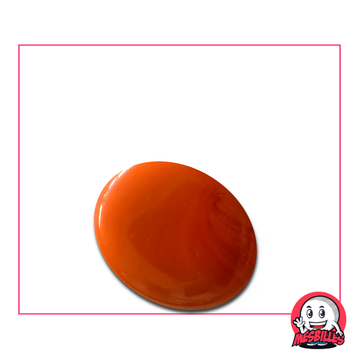 Bille plate orange mate 30 mm nommée Perle Mandarine – vendue à l’unité sur MesBilles.fr