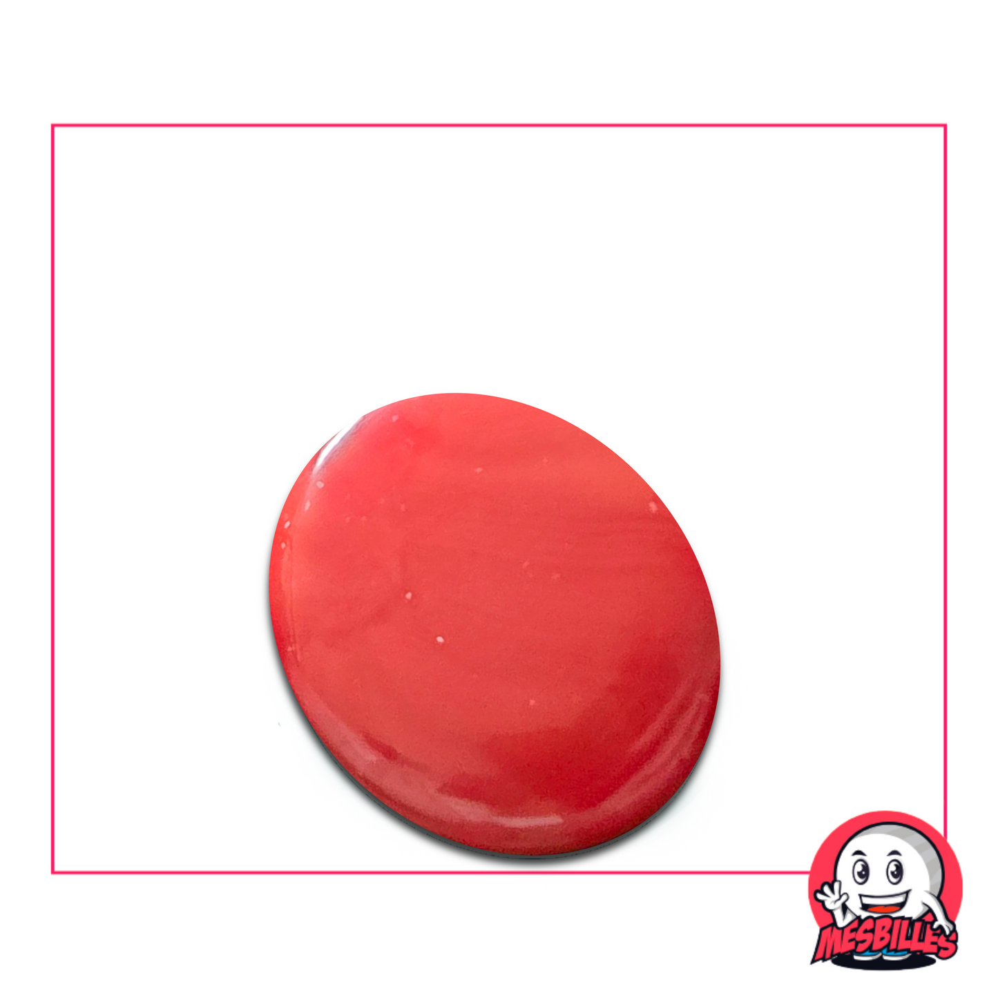 Bille plate rouge mate 30 mm nommée Perle Coquelicot – vendue à l’unité sur MesBilles.fr