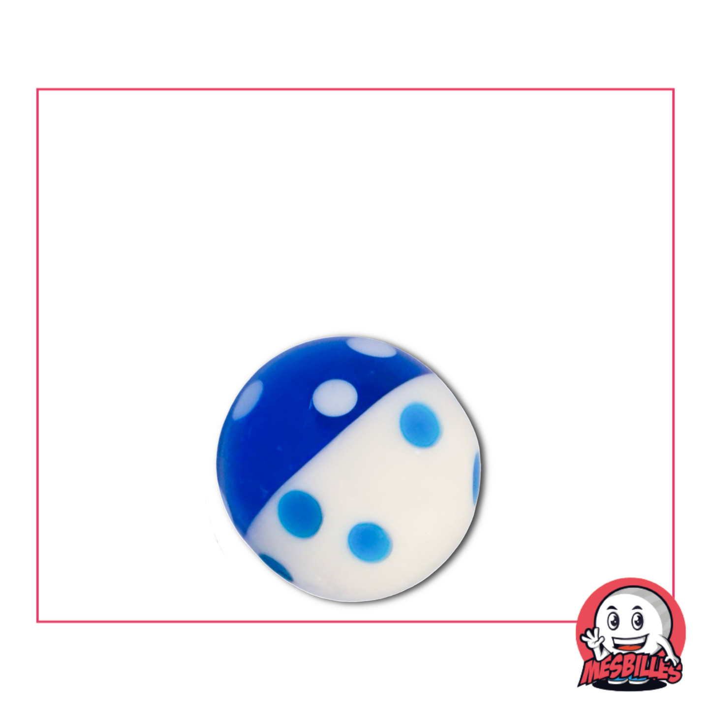 Bille d'art bleu et blanc 16 mm, motif marinière à petits pois