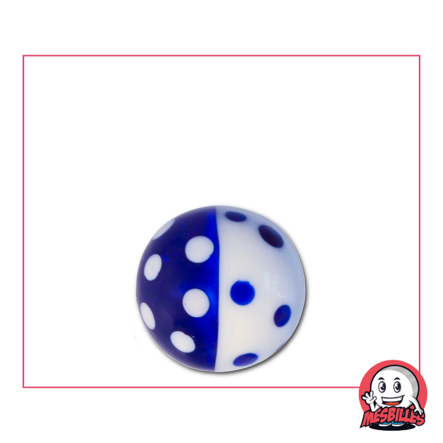 Bille d'art nuit et blanc 16 mm, motif marinière à petits pois