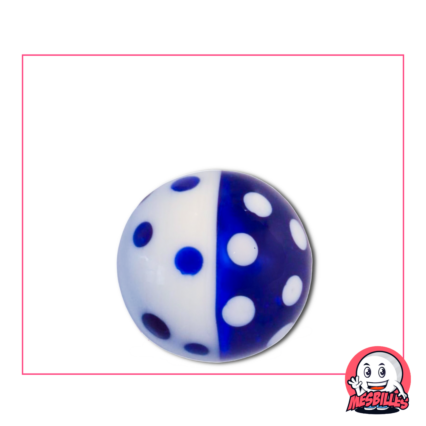 Bille d'art bleu nuit et blanc 22 mm, motif marinière à petits pois nocturne