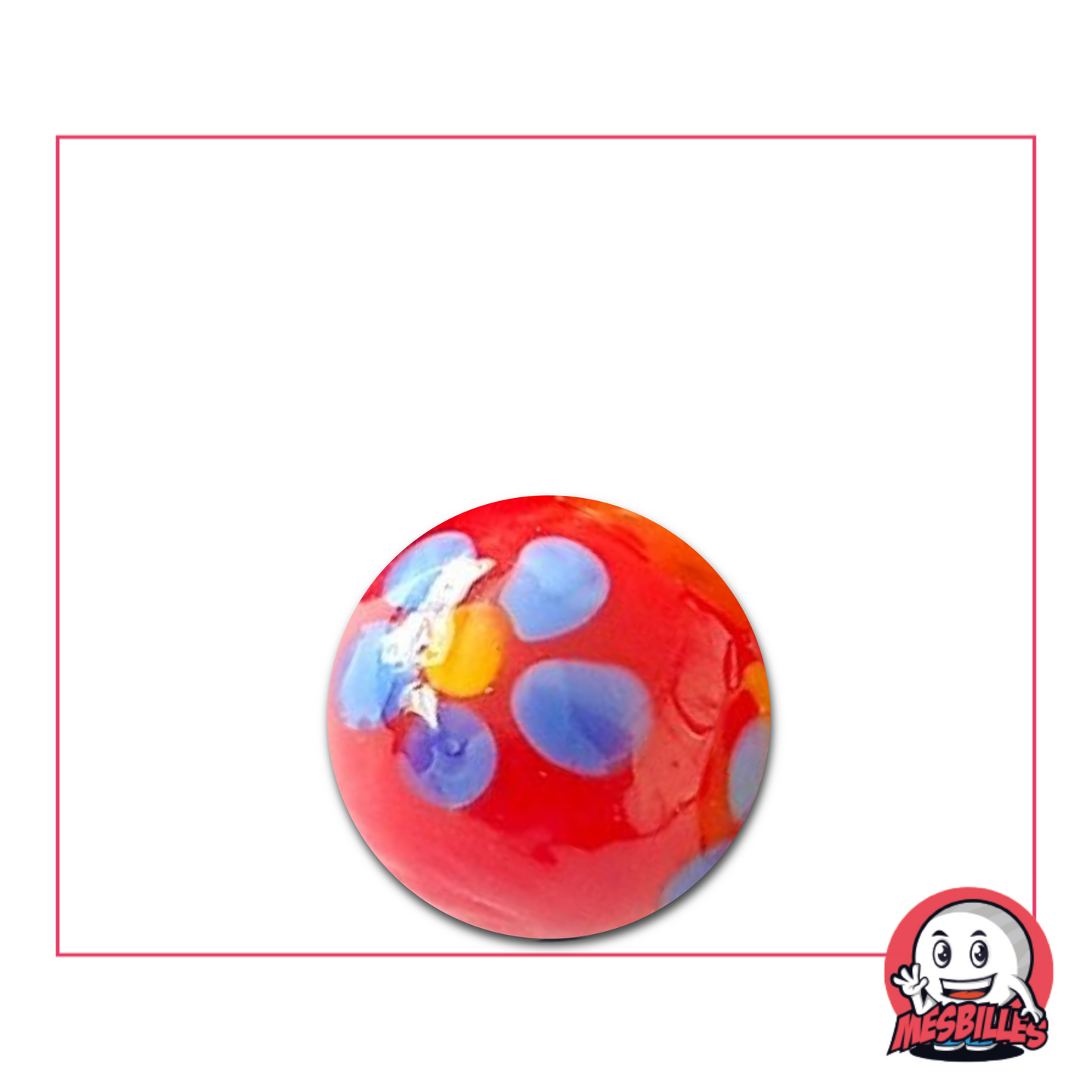 La Bille Pâquerette Rouge 16 mm est une bille d'art, de fabrication artisanale.