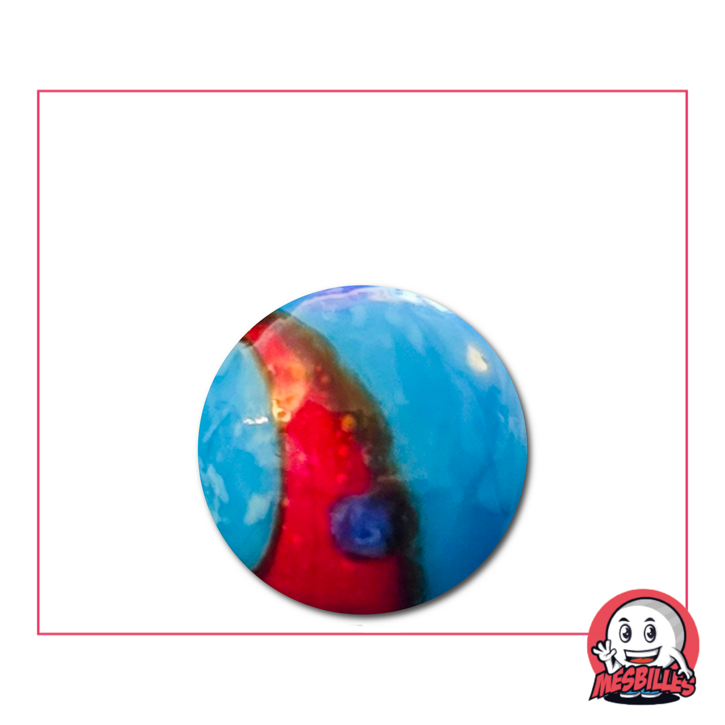 Bille Big Bang bleu et rouge 16 mm – explosion visuelle de couleurs intenses