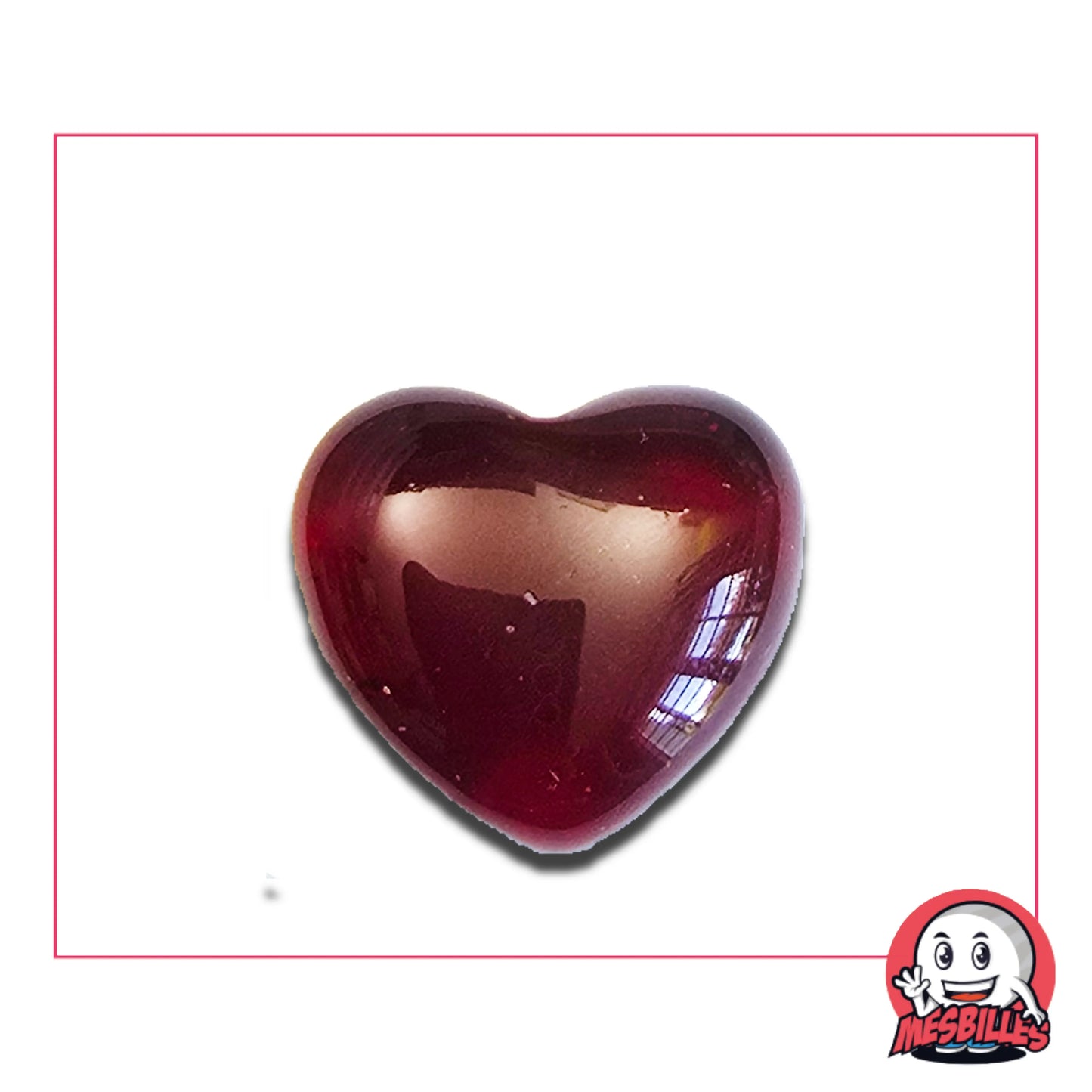 Bille en forme de cœur rouge brillante, symbole d’amour passion – Bille Cœur Douceur Rouge MesBilles