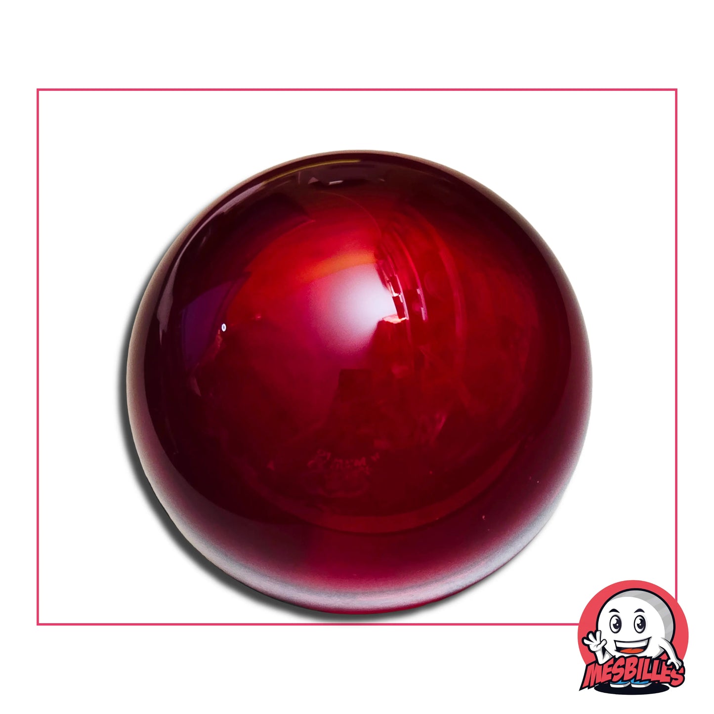 Bille Loupe Verre de Bohème Rouge 50 mm – grande bille rouge translucide en verre d’art, sphère décorative brillante MesBilles