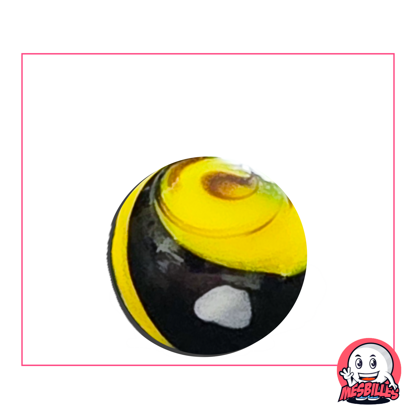 Voici la cousine des Billes d'Art Yin-Yang MesBilles, la Bille Big-Bang Jaune et Noir 25 mm