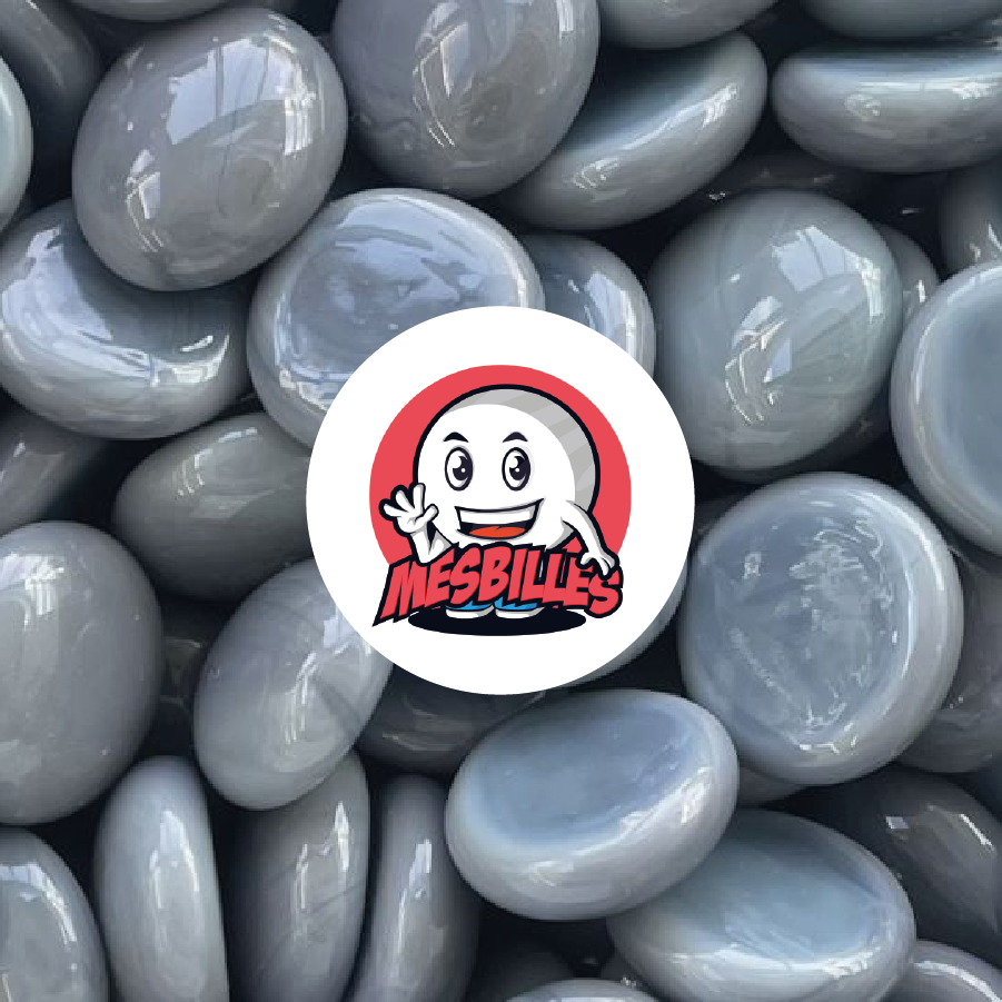 1 Bille Plate Perle Gris 18 mm