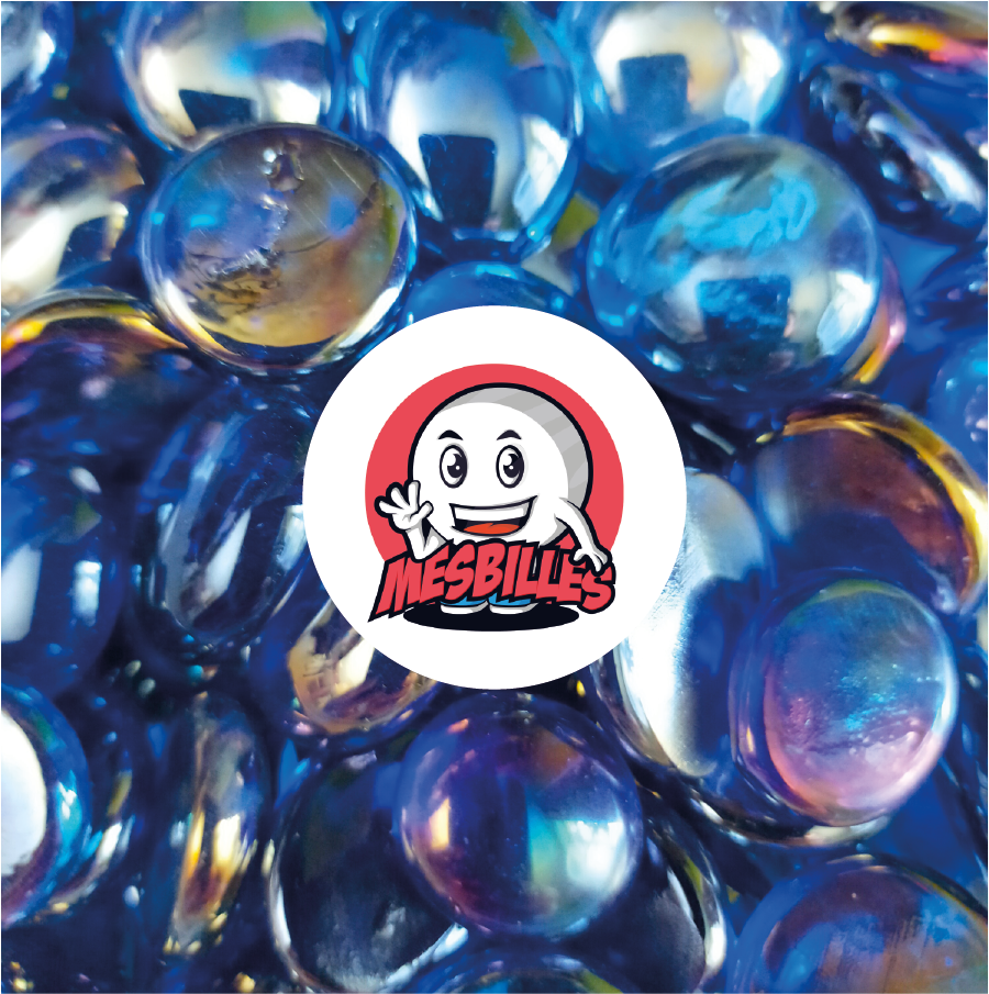 1 Bille Plate 12 mm Irisée Bleu-Clair