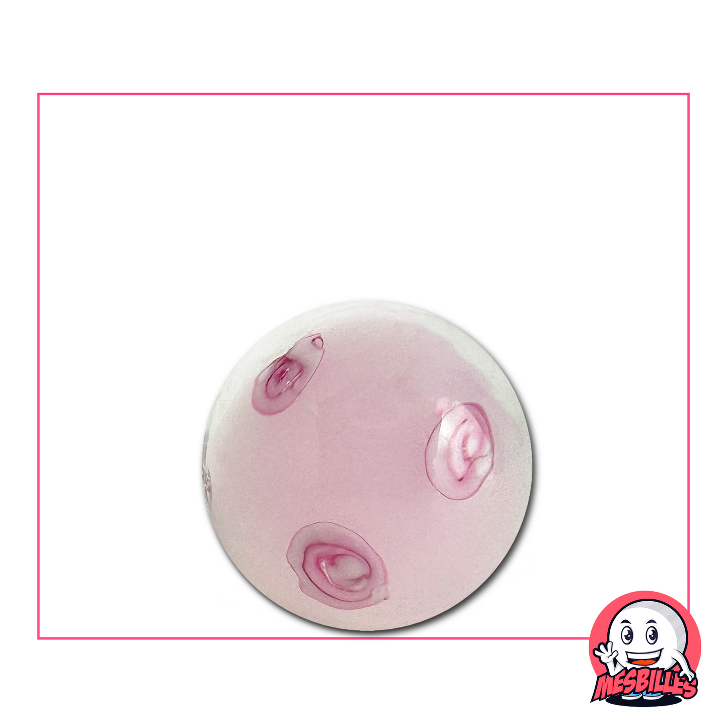 Bille artisanale de 22 mm au fond rose doux décorée de motifs floraux rappelant les pétales délicats du cerisier en fleurs.