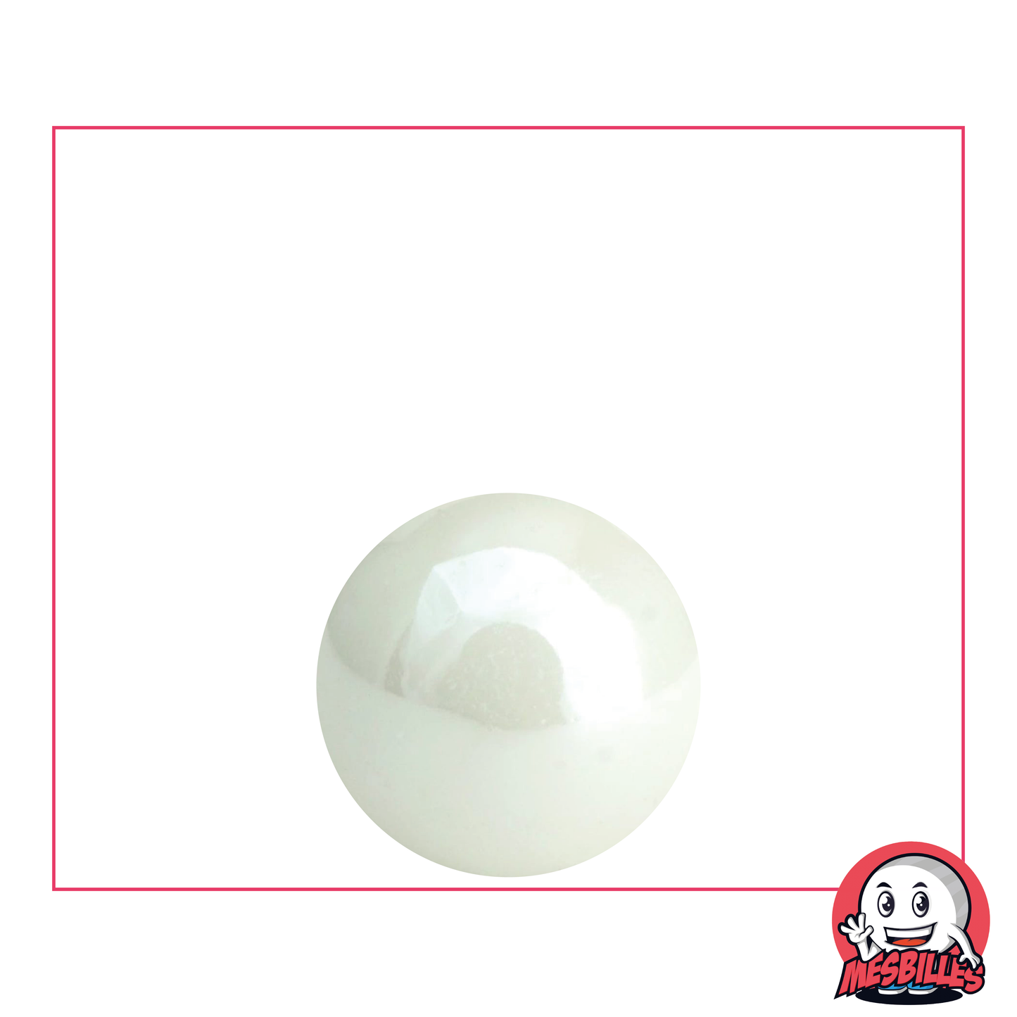 MesBilles - Bille Glossy Blanche Nacrée opaque brillante 16 mm