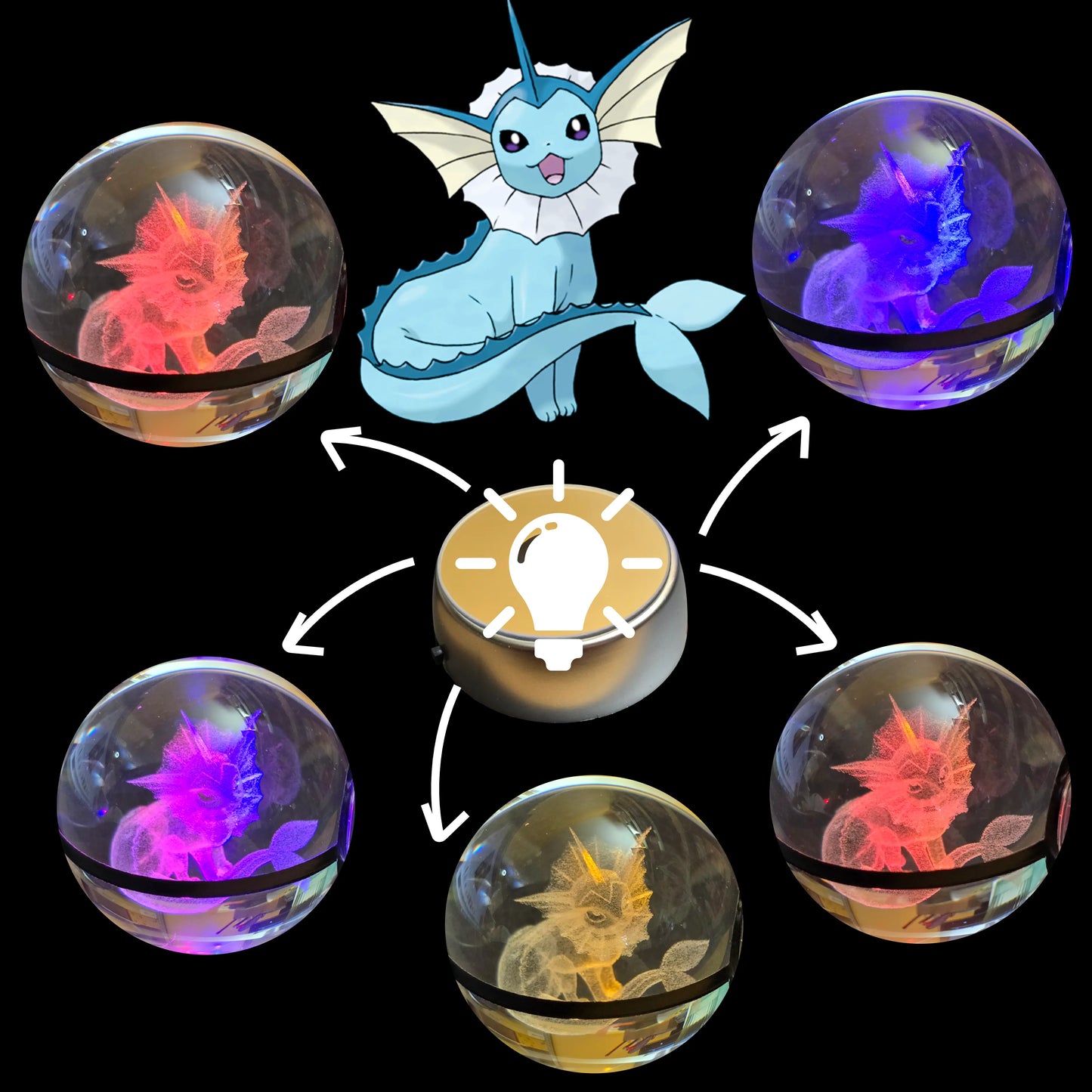 Grande bille transparente avec motif 3D « Aquali » au centre, effet lumineux : pour collection et amoureux des beaux objets