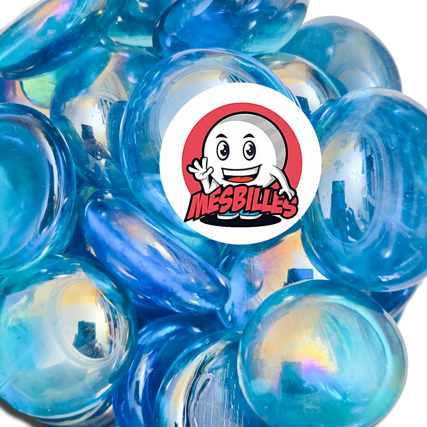 1 Bille Plate Irisée Bleu-Clair 18 mm