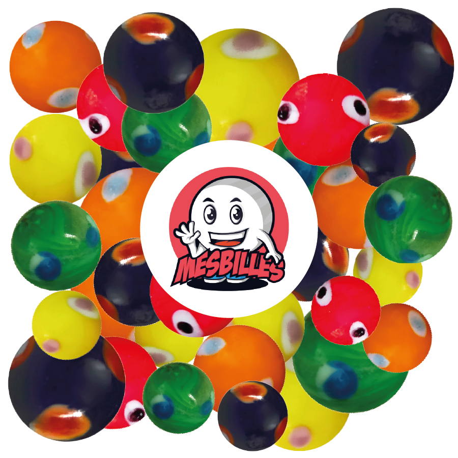 Mascotte Mesbilles - bille Kim'Play, Bille Galactika Orange, bille en verre Opaque de 16 mm