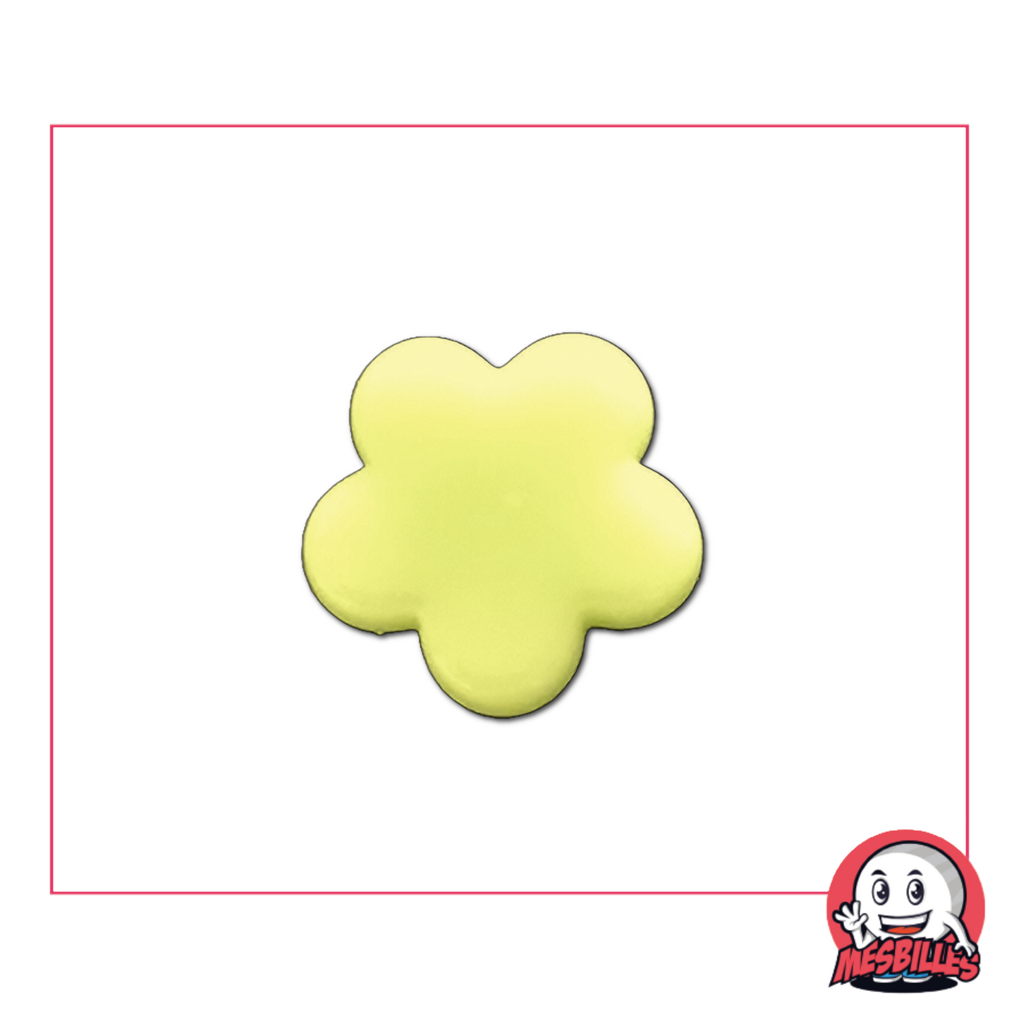 Bille fleur extra plate perle vert jaune – vue de face isolée sur fond neutre