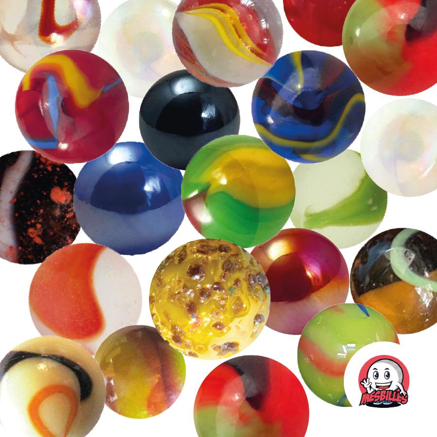 Grandes billes de 25 mm, Billes en verre de toutes les couleurs, opaques, translucides et brillantes