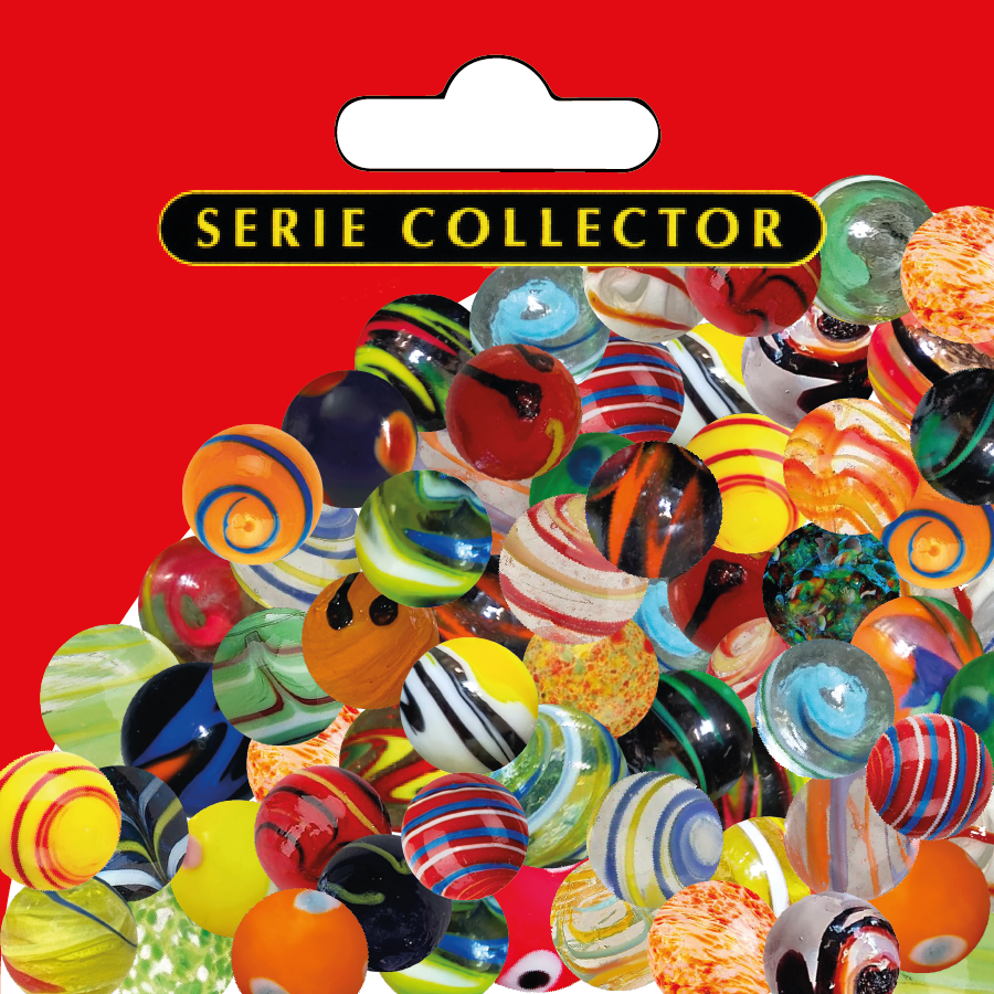 Visuel de la collection de billes Collector Kim’Play – billes multicolores, rayées, marbrées et vintage, issues de la série culte proposée à l’unité