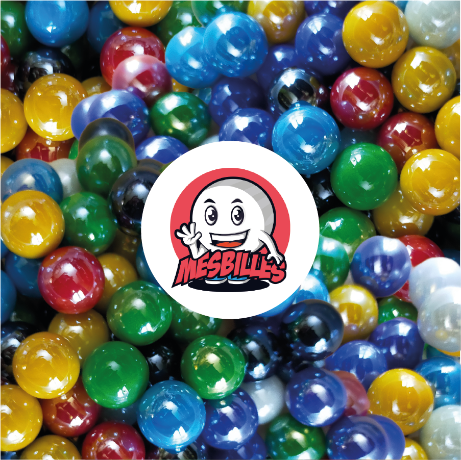 Billes en verre, billes rondes et plates, brillantes et mono couleur