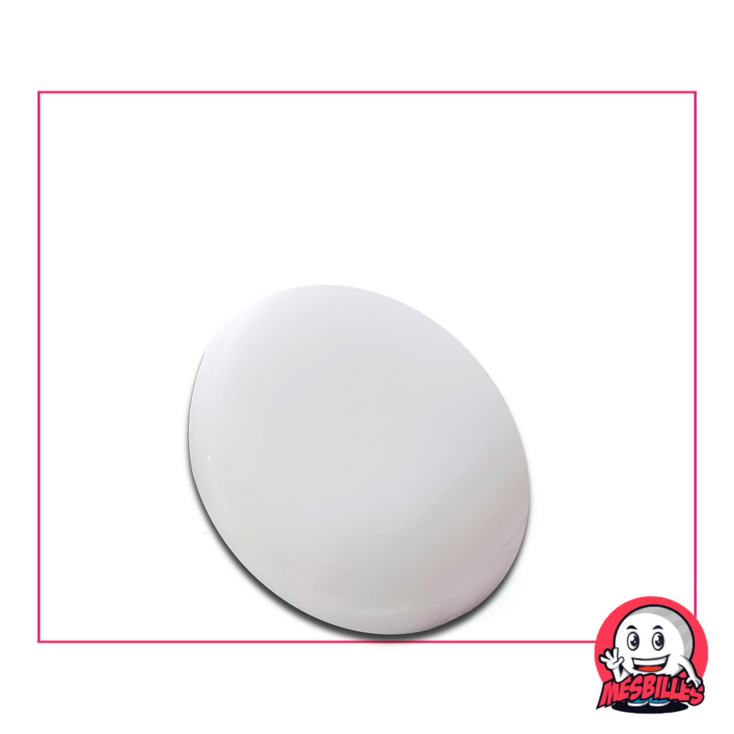 Bille plate blanche mate 30 mm nommée Perle Neige – vendue à l’unité sur MesBilles.fr