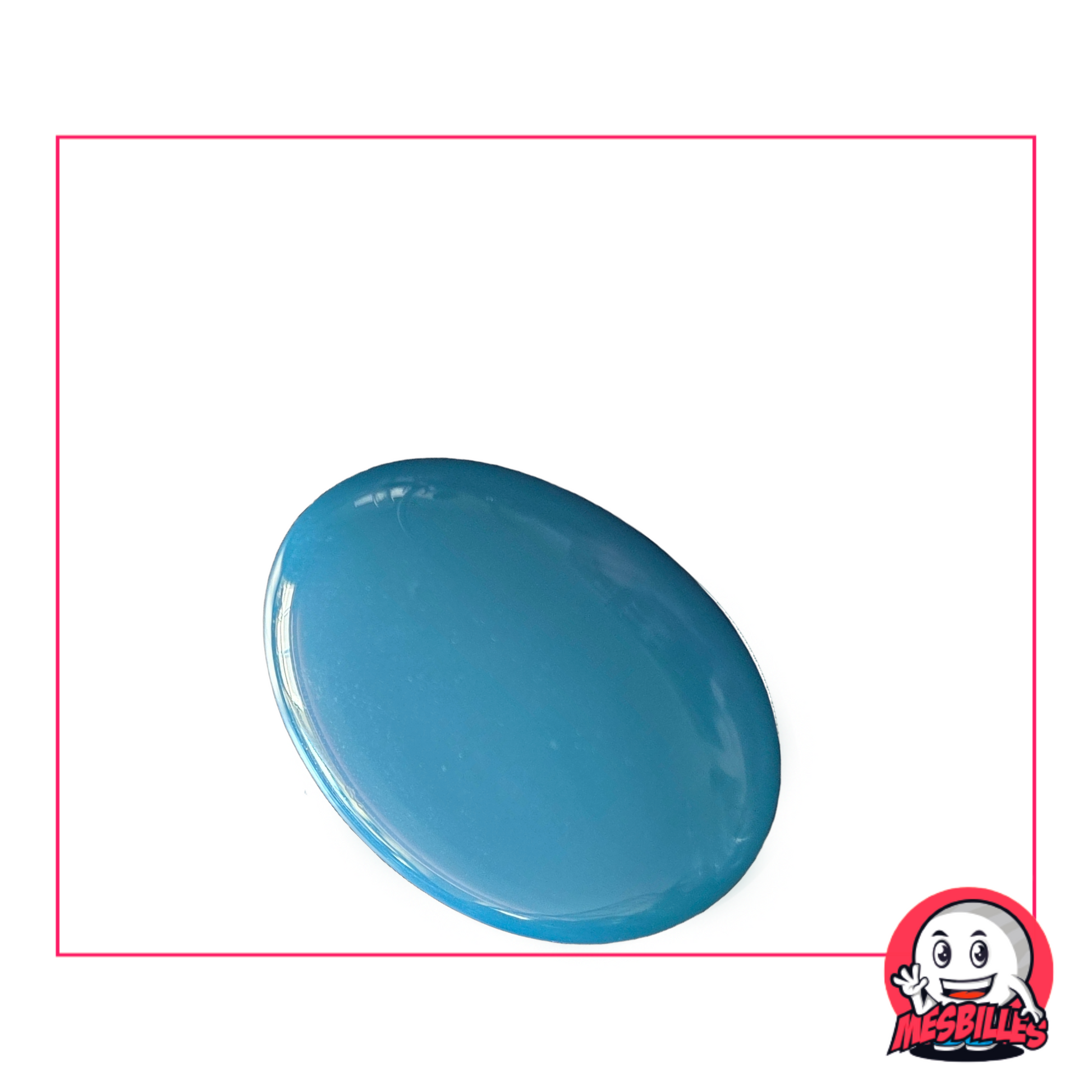 Bille plate bleu clair mate 30 mm nommée Perle Azur – vendue à l’unité sur MesBilles.fr