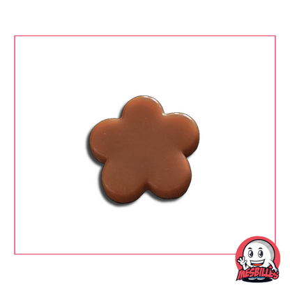 Bille fleur perle caramel extra plate – vendue à l’unité, diamètre ~10 mm, épaisseur ~2 mm, finition nacrée