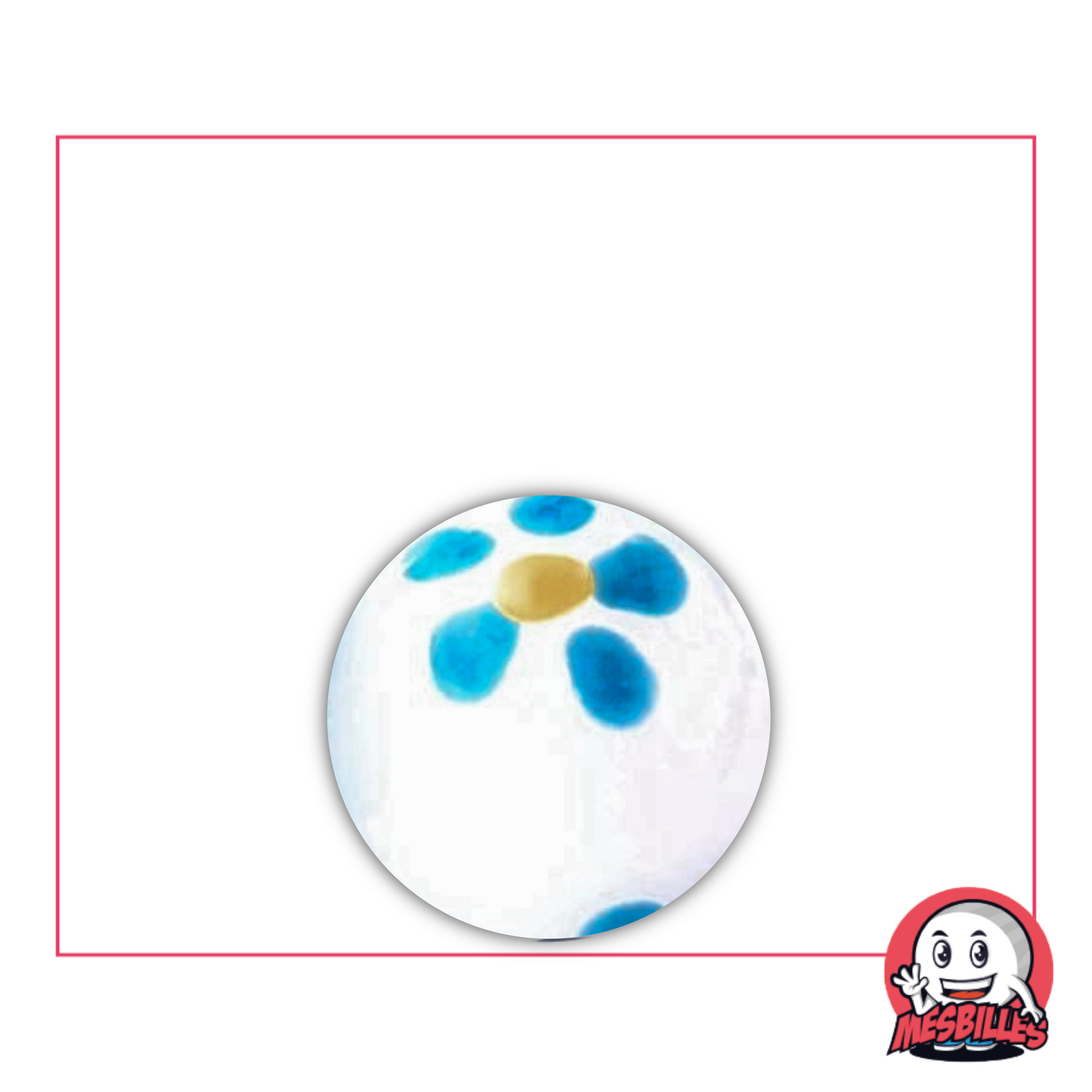 1 Bille Pâquerette Blanc et Bleu 16 mm