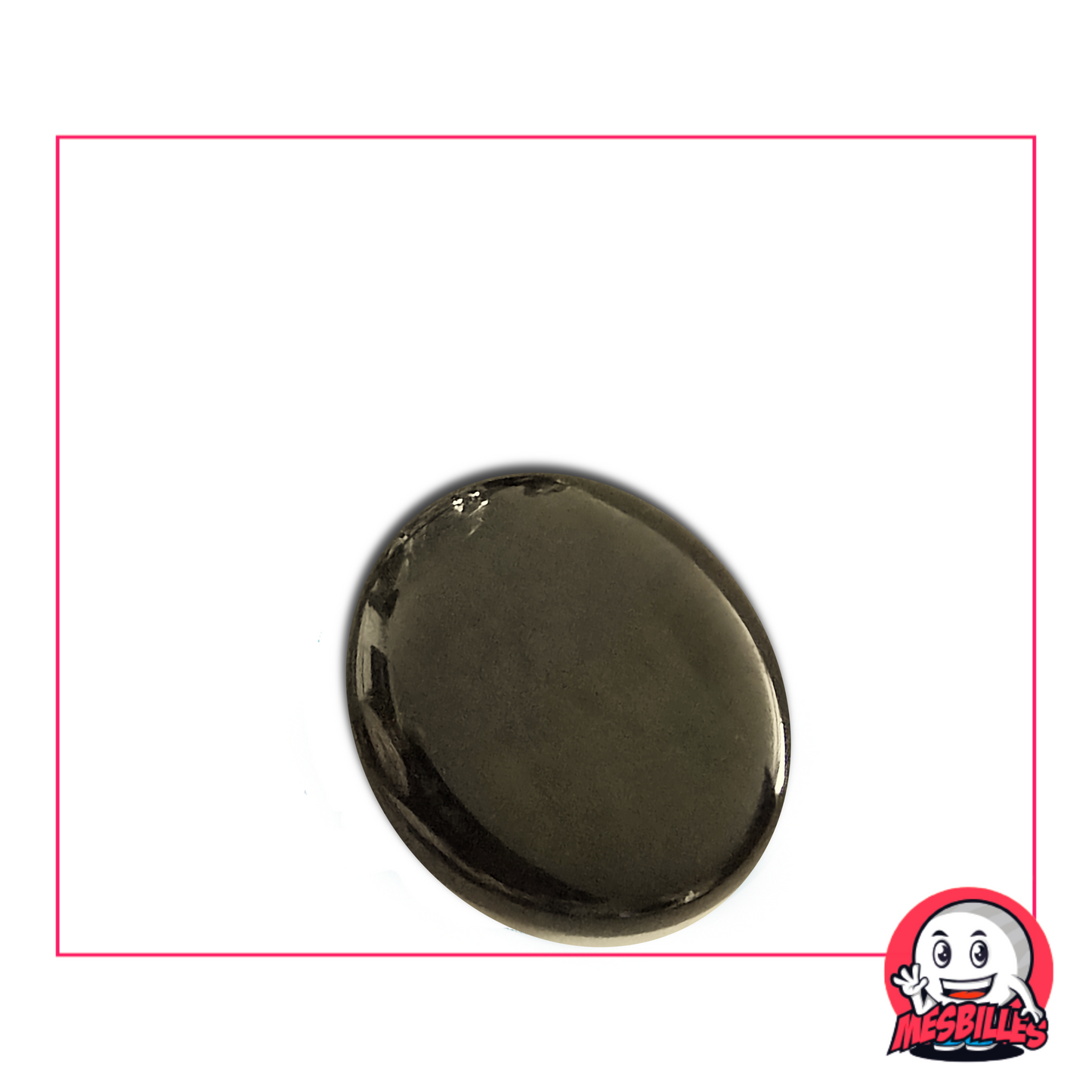 Bille plate translucide très foncée 30 mm nommée Loupe Ambre-Nuit – vendue à l’unité sur MesBilles.fr