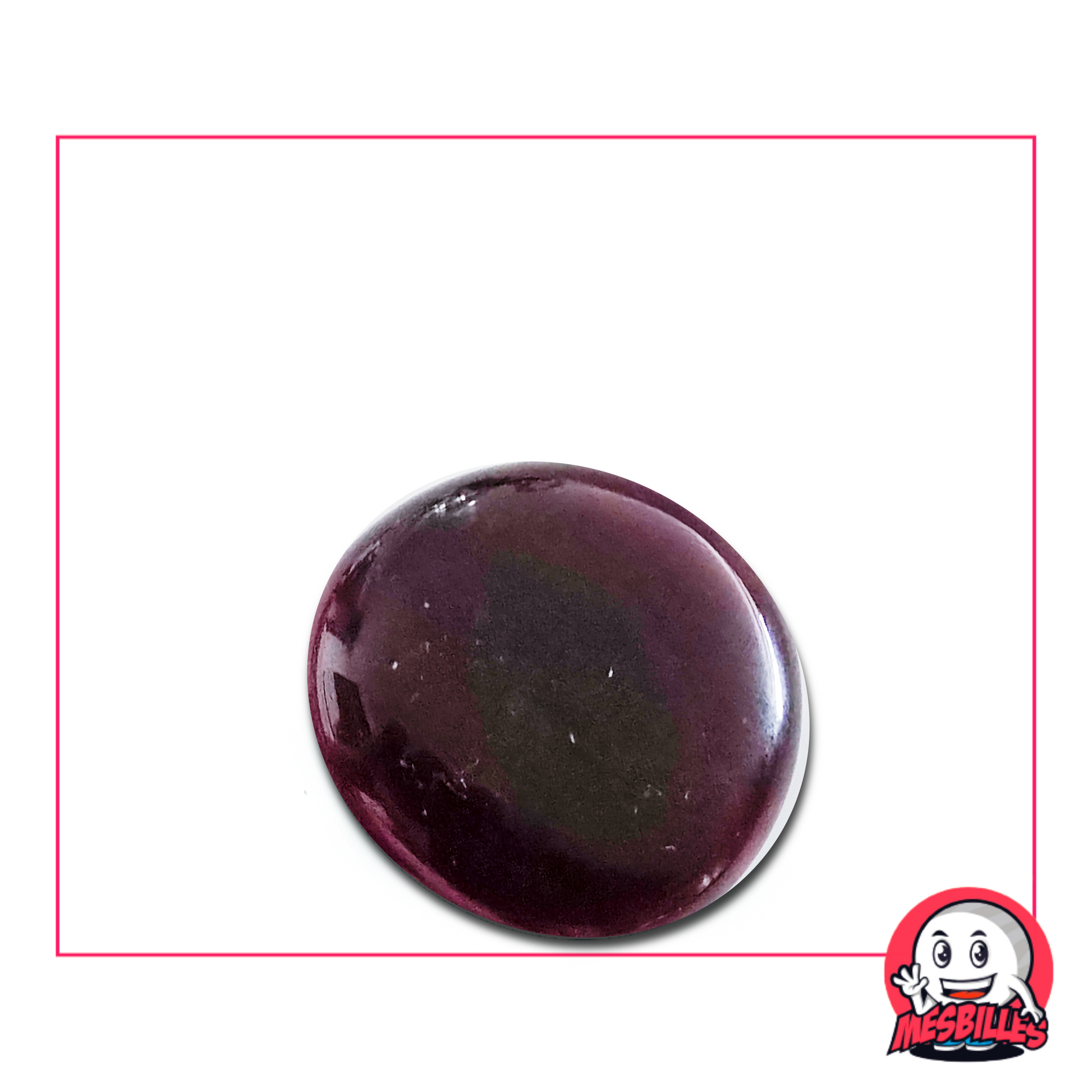 Bille plate translucide violet clair 30 mm nommée Loupe Violet-Clair – vendue à l’unité sur MesBilles