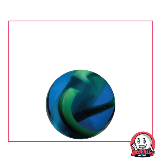 Bille en verre Abysse Translucide bleu intense et vagues vertes en surface : une profondeur marine
