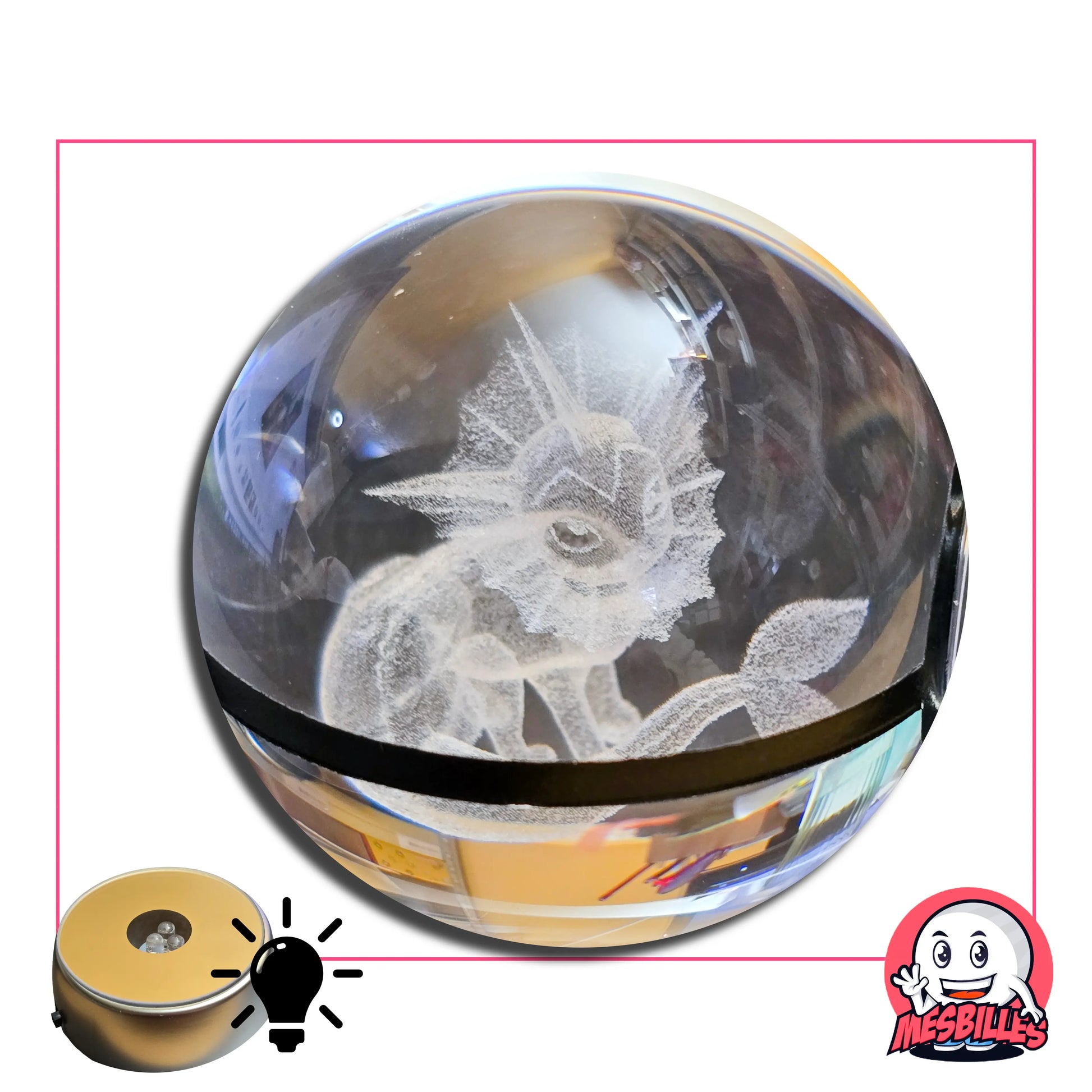 Support lumineux et sa bille Aquali&nbsp;50 mm version « Dresseur » : attrapez-la avant qu’elle ne s'échappe ! ⚡