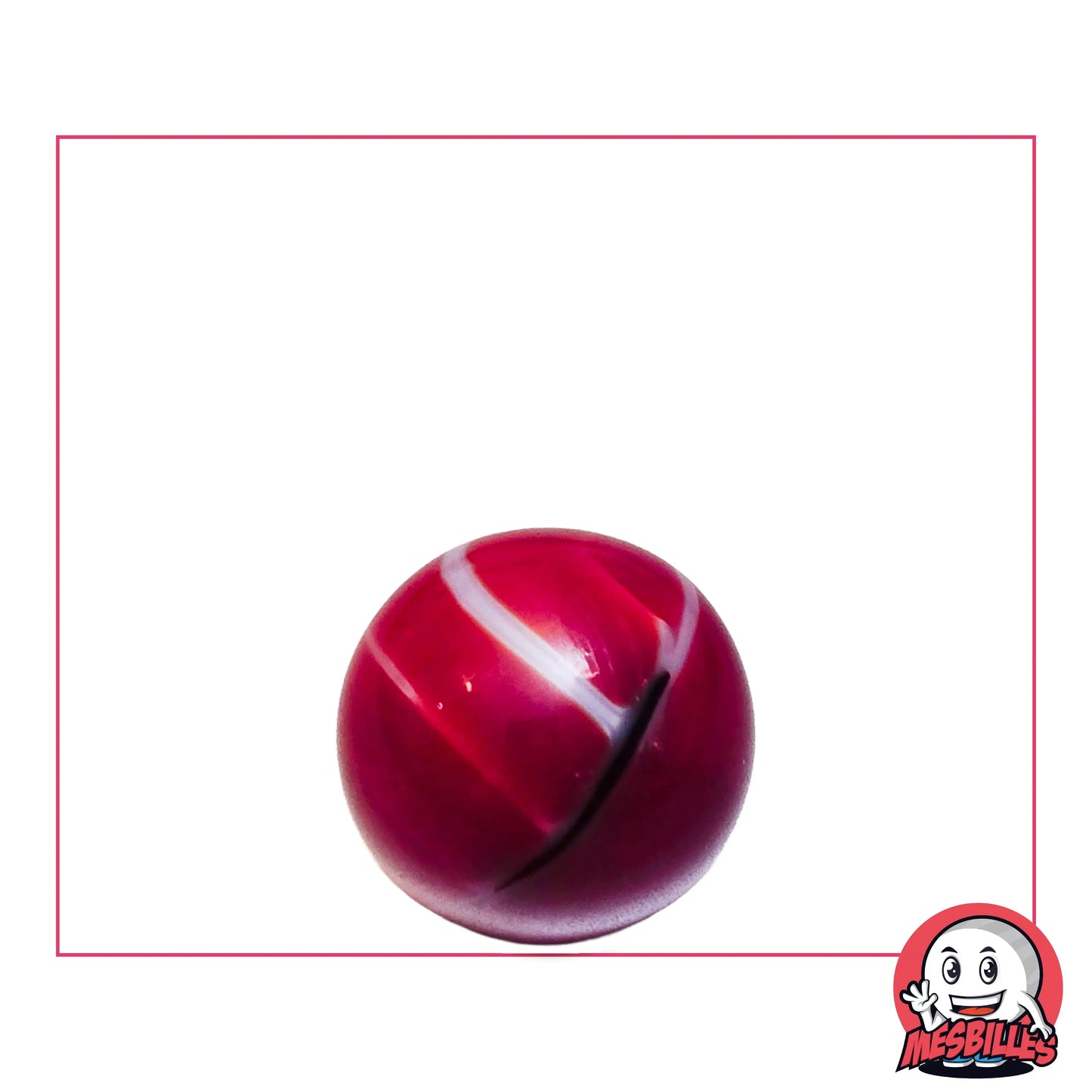 Bille Art Chafouin Rouge 16 mm brillante – bille rouge espiègle et audacieuse, création originale MesBilles
