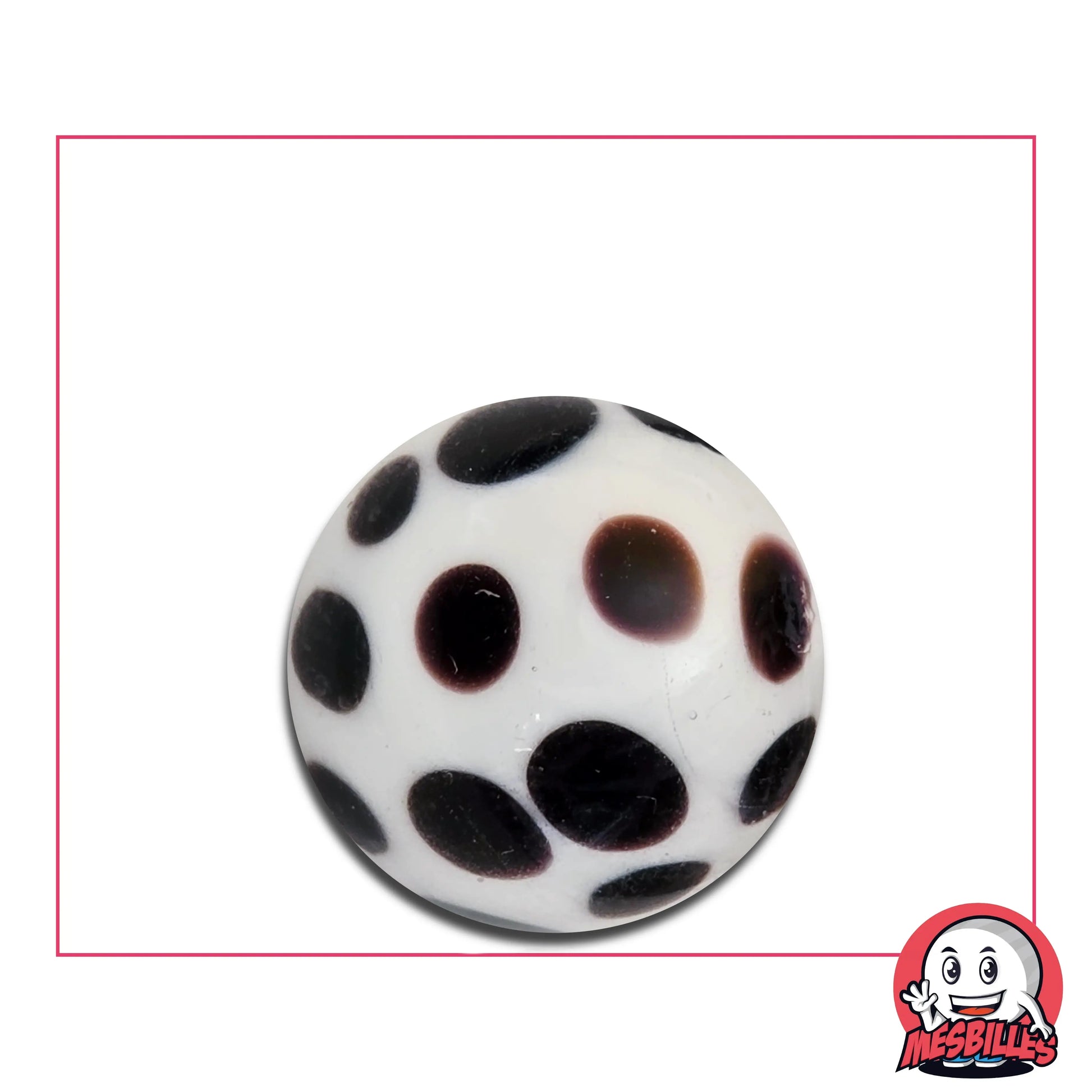 Bille art dalmatien 22 mm noire et blanche à pois vendue à l’unité