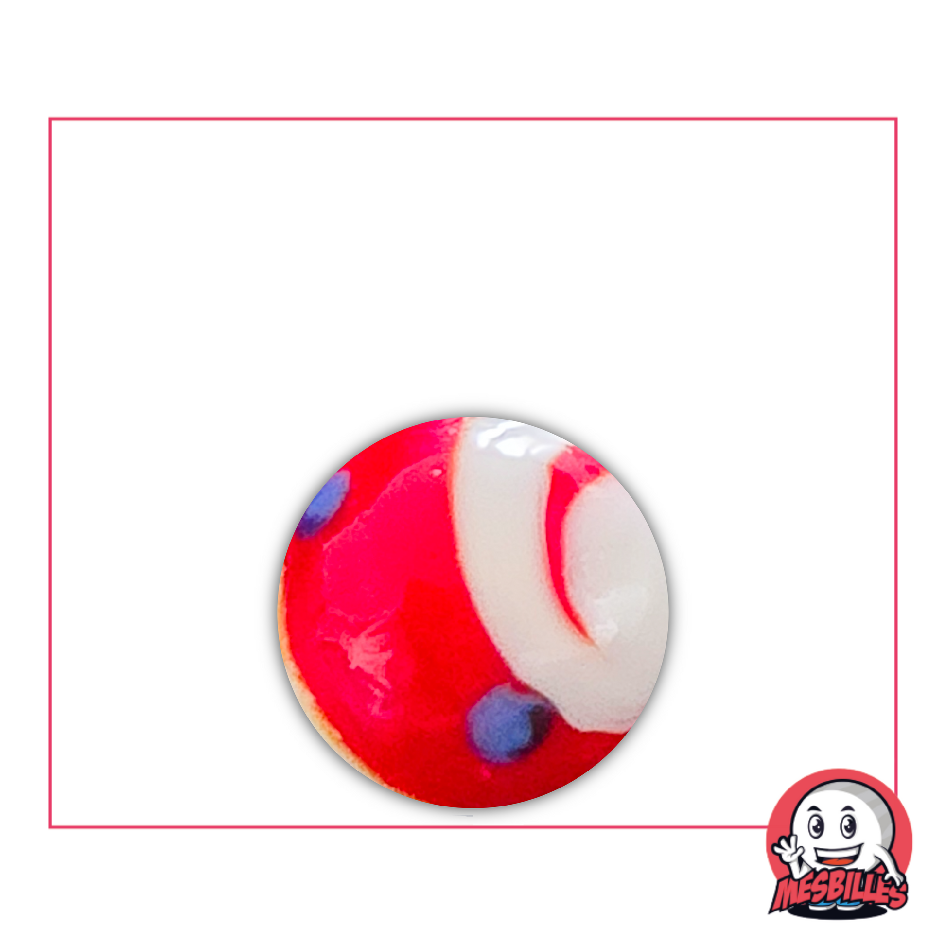 Bille Big Bang rouge et bleu 16 mm – tourbillon visuel de feu et d’océan
