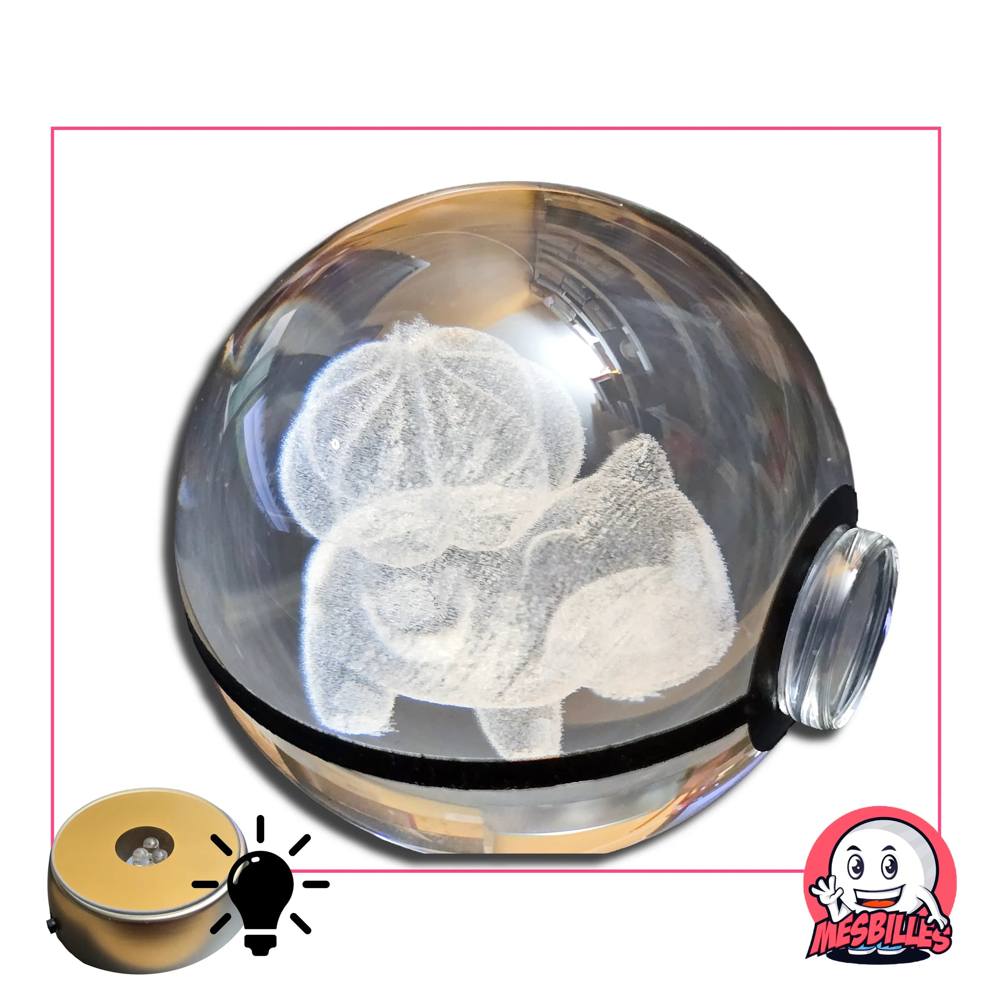 Support lumineux et sa bille Bulbizarre&nbsp;50 mm version « Dresseur » : attrapez-la avant qu’elle ne s'échappe ! ⚡