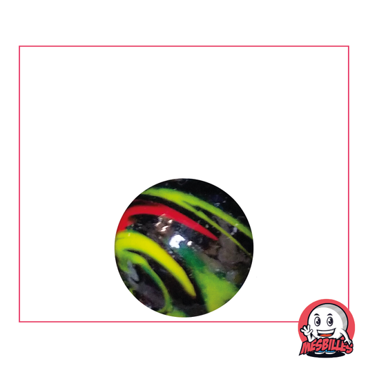 Bille Diabolic Jaune 16 mm, un joyau opaque noir zébré de jaune pour les esprits taquins