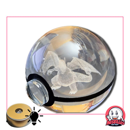 Support lumineux et sa bille Dracaufeu&nbsp;50 mm version « Dresseur » : attrapez-la avant qu’elle ne s'échappe ! ⚡