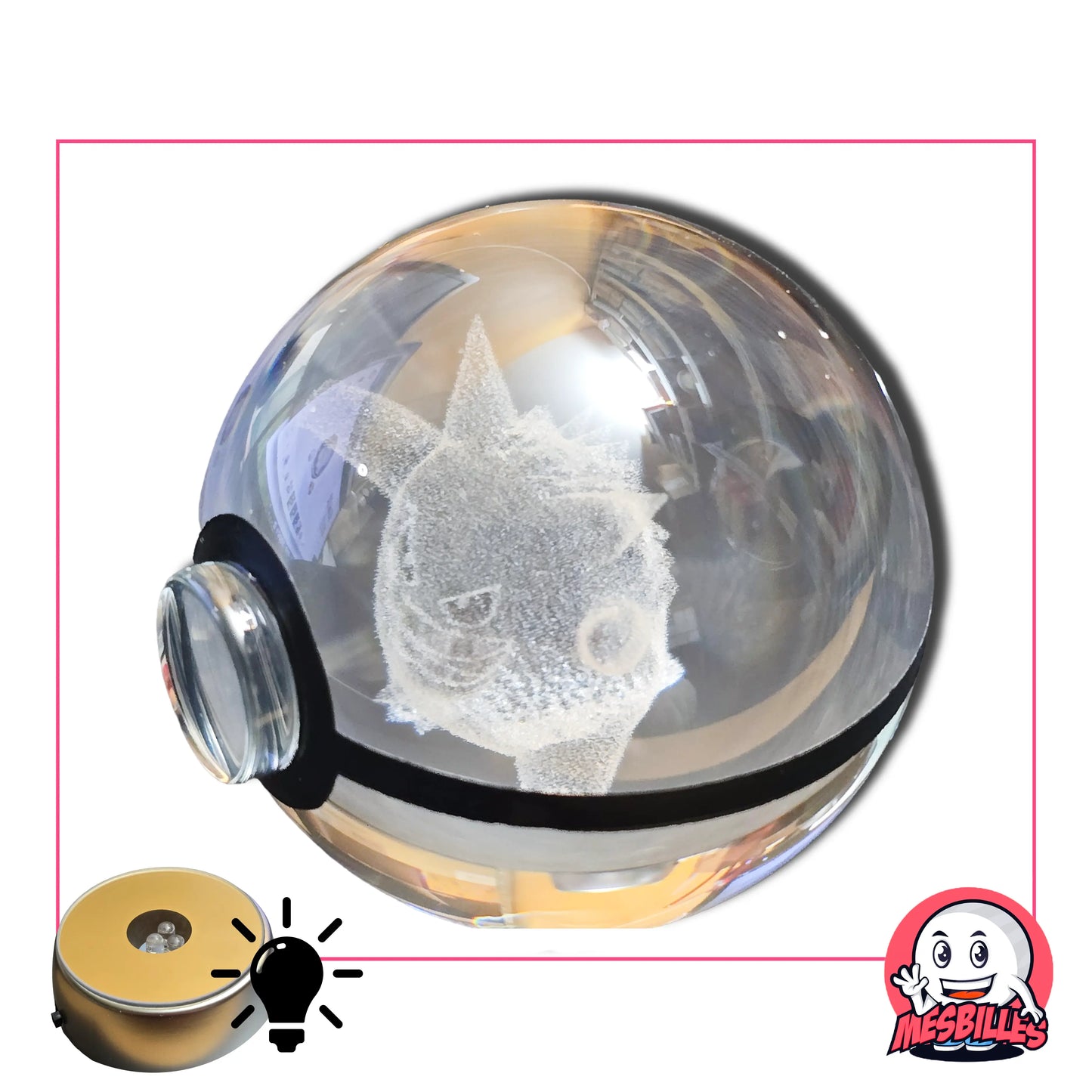 Support lumineux et sa bille Ectoplasma 50 mm version « Dresseur » : attrapez-la avant qu’elle ne s'échappe ! ⚡