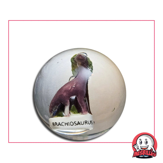 Bille Incrustation Brachiosaurus 35 mm – dinosaure herbivore au long cou dans une bille transparente