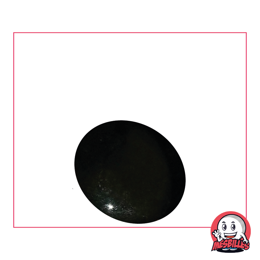 Grande bille plate en verre, collection MesBilles en noir brillant et opaque, galet en verre plat