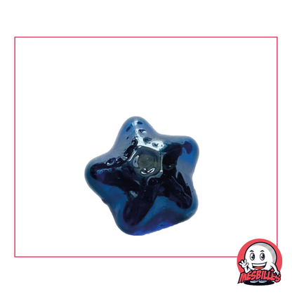 Bille Etoile Marine en verre translucide bleu-nuit de forme plate, taille 35 mm - MesBilles