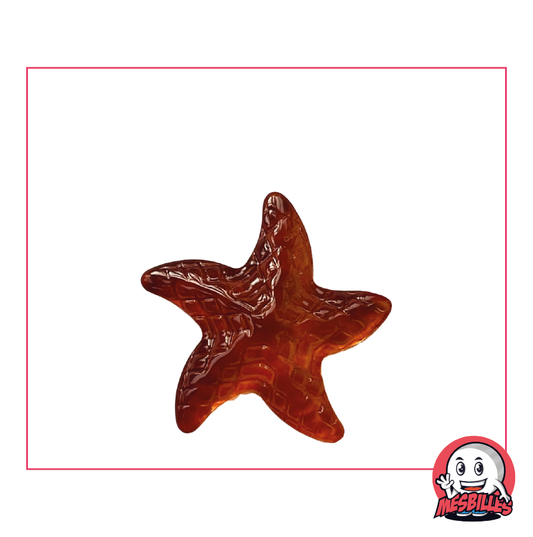 Bille Étoile de Mer extra-plate en verre translucide de couleur ambre, taille 25 mm - MesBilles