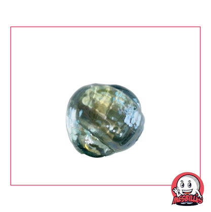 Bille Néptunéa en verre translucide de couleur cristal, de forme plate, taille 30 mm - MesBilles