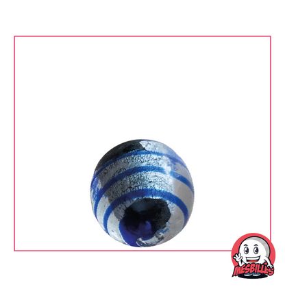 Bille Oeil de Dragon de MesBilles, 16mm, semi-opaque noir argenté, rayé de bleu