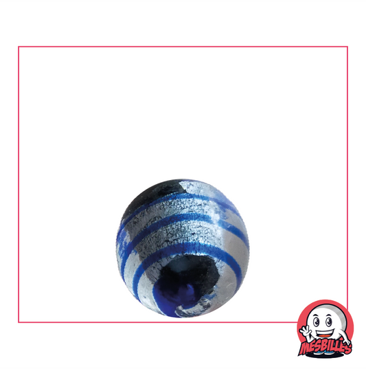 Bille Oeil de Dragon de MesBilles, 16mm, semi-opaque noir argenté, rayé de bleu