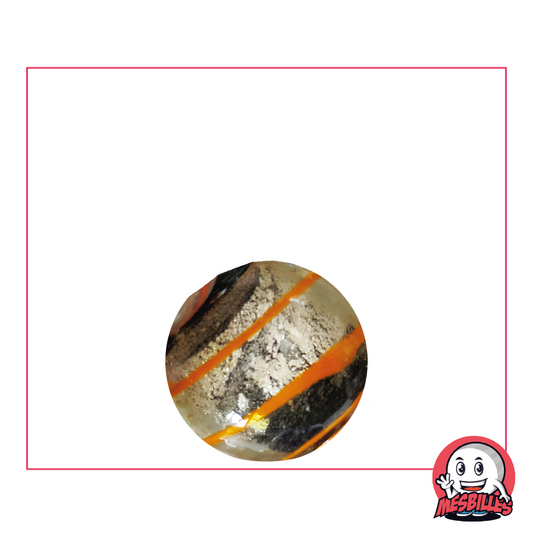 Petite Bille Oeil de Dragon MesBilles, 16mm, semi-opaque noir et argenté avec rayures orange