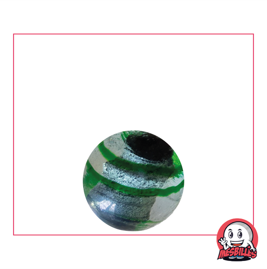 Bille Oeil de Dragon de MesBilles, 16mm, semi-opaque noir argenté, rayé de vert