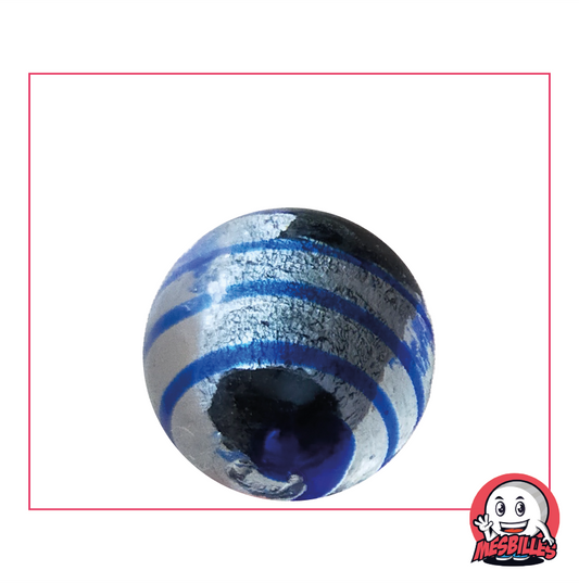 Bille Oeil de Dragon de MesBilles, 25mm, semi-opaque noir argenté, rayé de bleu