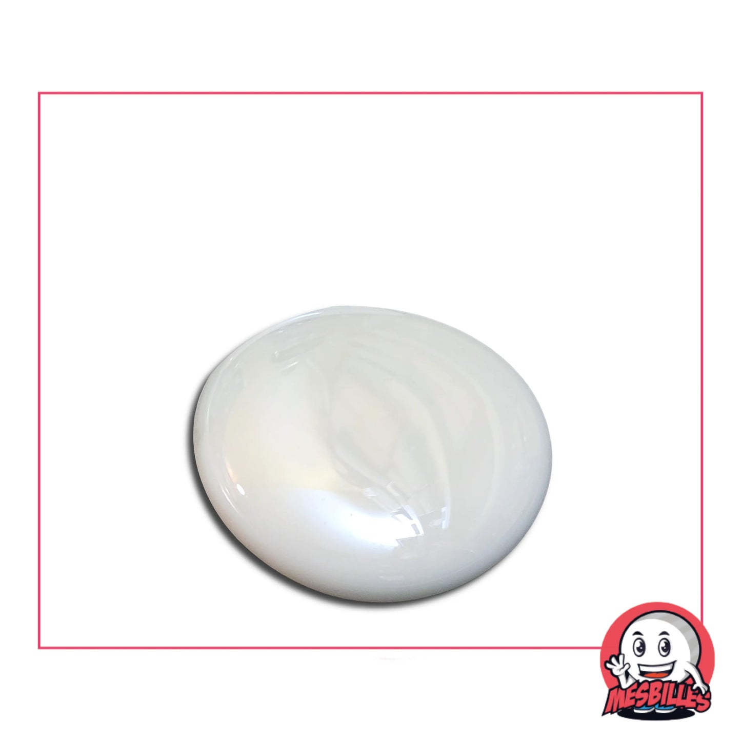 Très Grande Bille Plate en verre Opaque et Brillant de Couleur Blanc Brillant