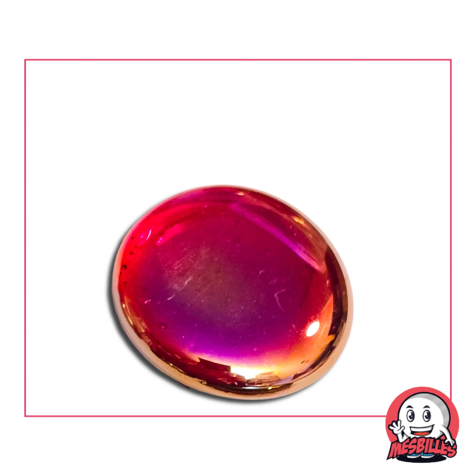 Très Grande Bille Plate en verre Translucide et Brillant de Couleur Rouge - Pour Jouer, Décorer ou Collectionner, avec MesBilles.