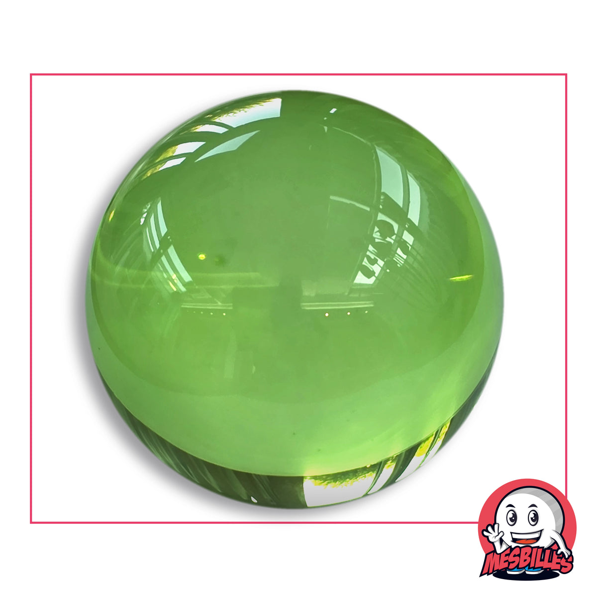 Grande bille Presse-Papiers Loupe Vert-Clair Verre de Bohême 60 mm