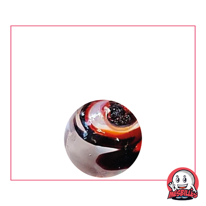 Bille Speedy Noir 16 mm, l'ombre qui défie la vitesse, Bille Collector Kim'Play Speedy, en verre Translucide de 16 mm et Zébrée majoritairement de Noir.